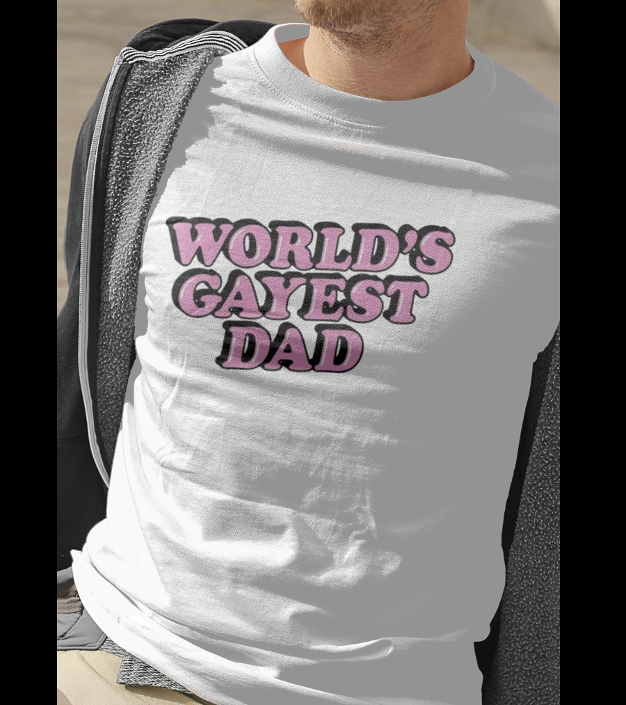 World’s Gayest Dad Bold Pink Letters With Black Outline T-Shirt