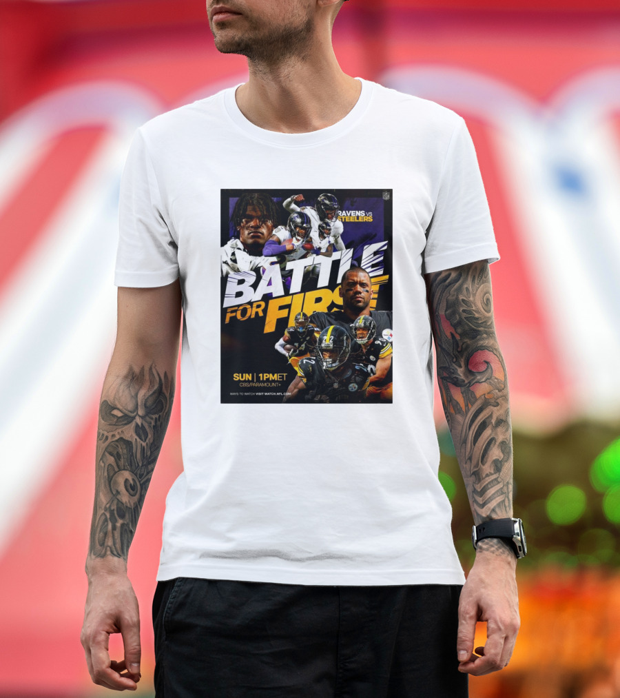 Ravens vs Steelers Battle for First Place AFC North Showdown Sun 1PM ET CBS Paramount Plus T-Shirt