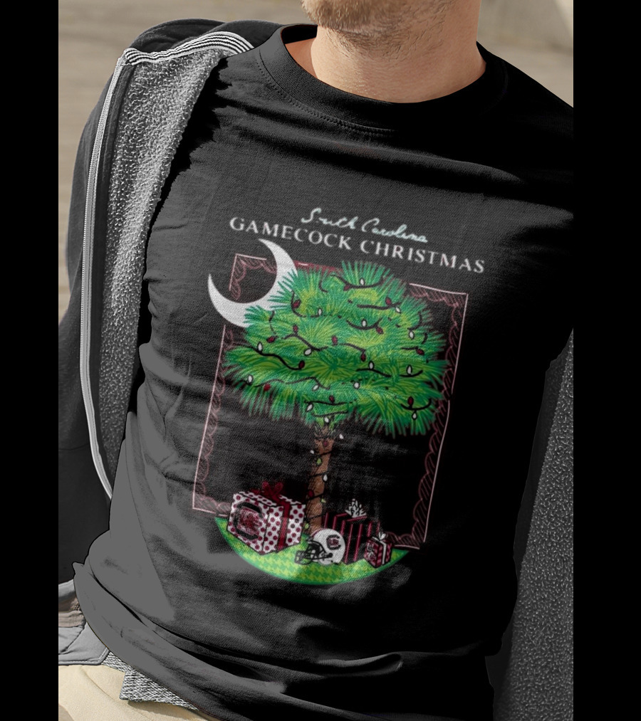 South Carolina Gamecock Christmas Palm Tree Presents Garnet T-Shirt