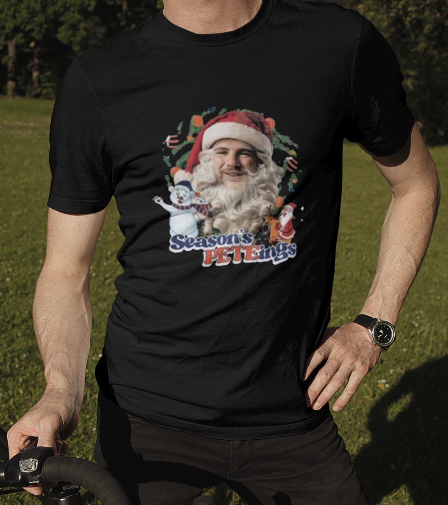 Santa Season's Peteings Christmas Polar Bear NYC Holiday T-Shirt