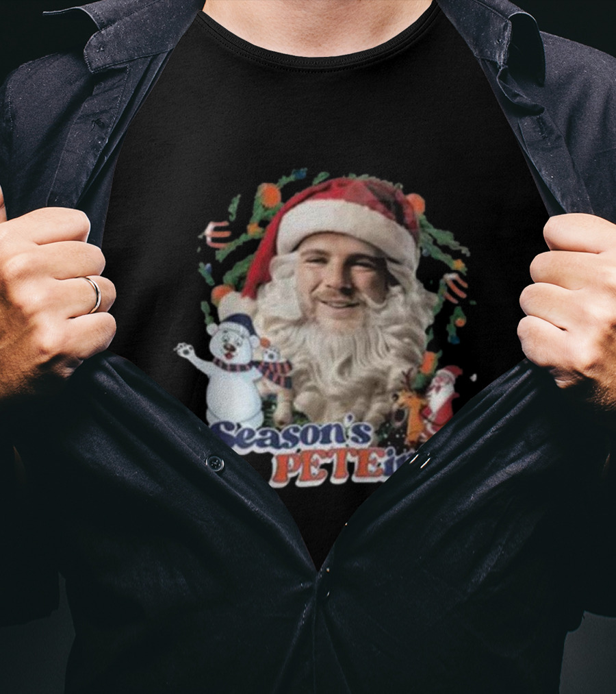Santa Season's Peteings Christmas Polar Bear NYC Holiday T-Shirt