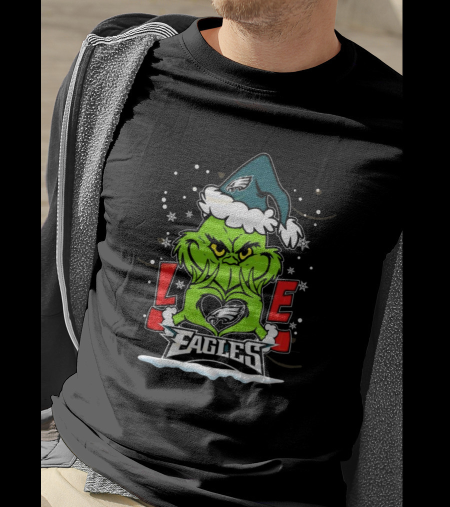 The Grinch Philadelphia Eagles Love Snowy Hat Stars T-Shirt