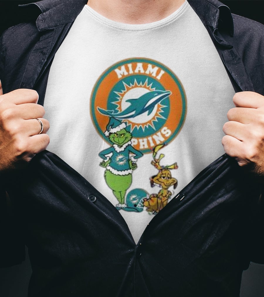 Grinch Max Miami Dolphins Merry Christmas T-Shirt