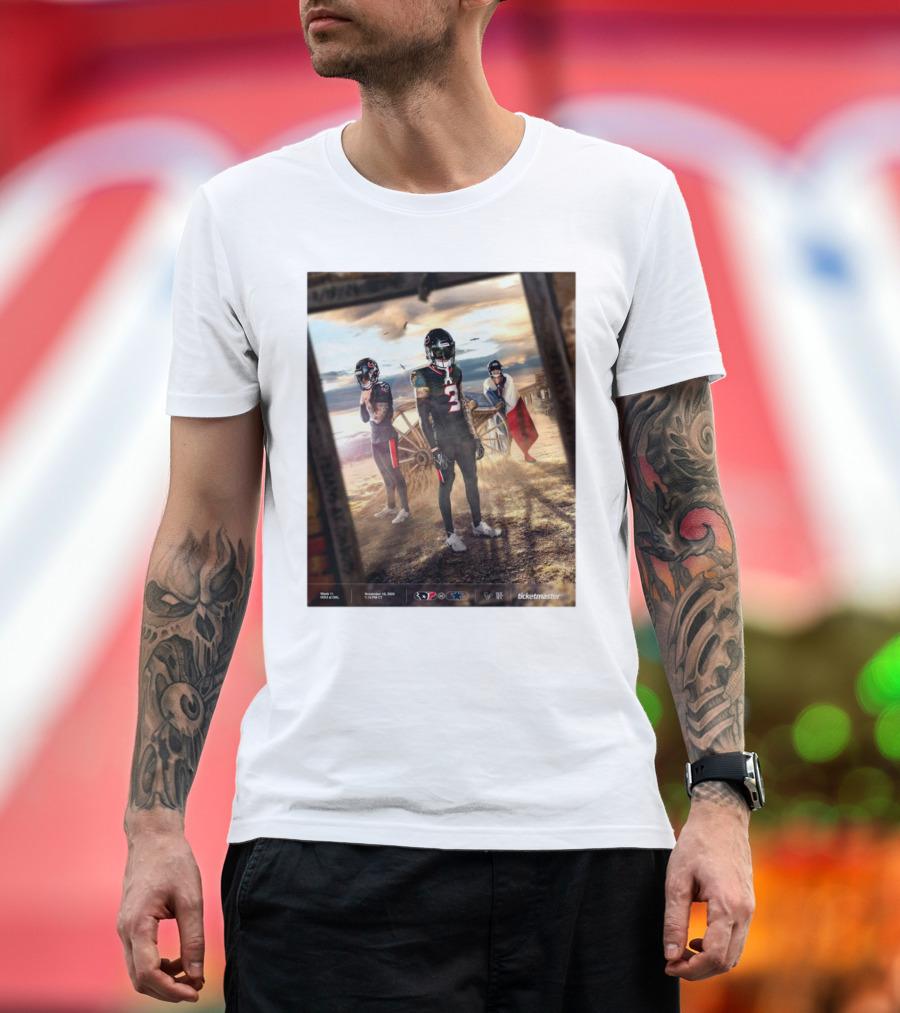 Week 11 Houston Texans At Dallas Cowboys November 18 2024 NFL Wild West Showdown Ticketmaster Promotion T-Shirt
