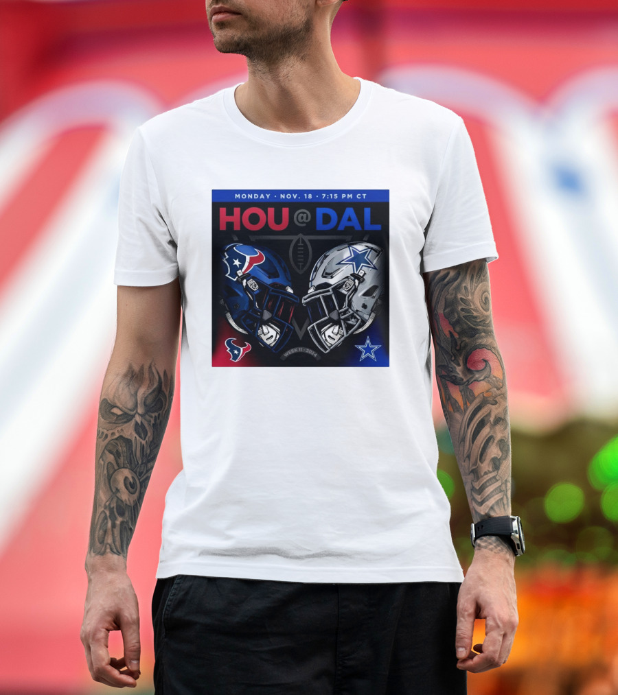 HOU at DAL Helmet Clash Monday Nov 18 7:15 PM CT Week 11 T-Shirt