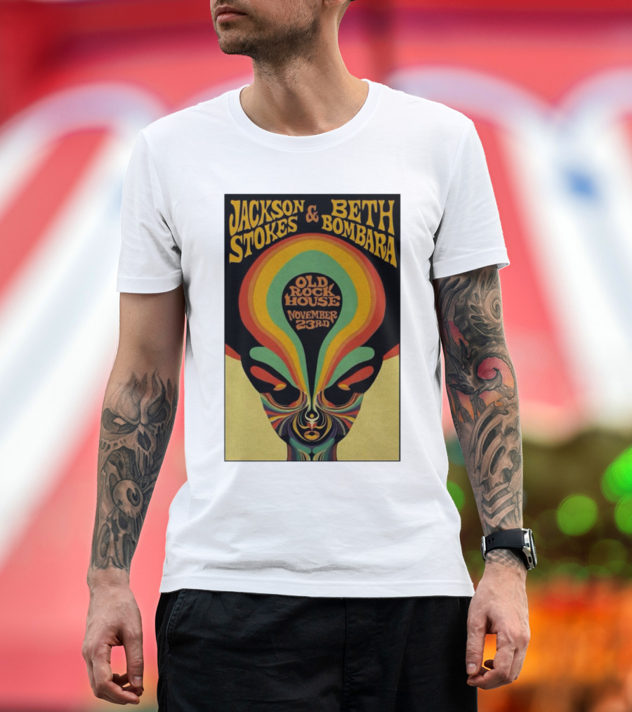 Jackson Stokes and Beth Bombara Old Rock House November 23rd Psychedelic Poster St Louis MO Tour T-Shirt