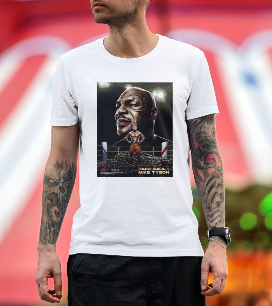 Jake Paul vs Mike Tyson Fight Poster Fri Nov 15 2024 AT&T Stadium Arlington TX T-Shirt