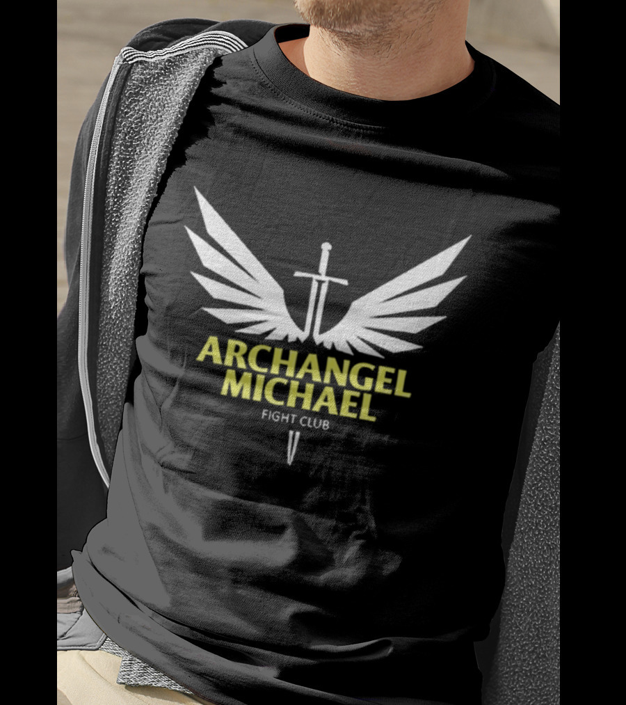 Archangel Michael Sword Wings Emblem Fight Club T-Shirt