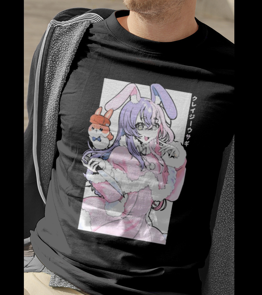 Gamersupps Punkalopi Crazy Usagi Japanese Text Anime Bunny Girl Holding Knife T-Shirt