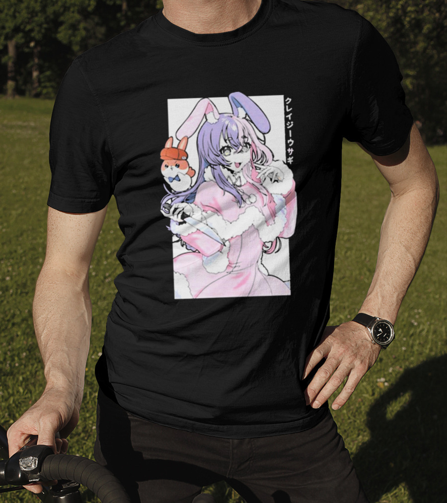 Gamersupps Punkalopi Crazy Usagi Japanese Text Anime Bunny Girl Holding Knife T-Shirt