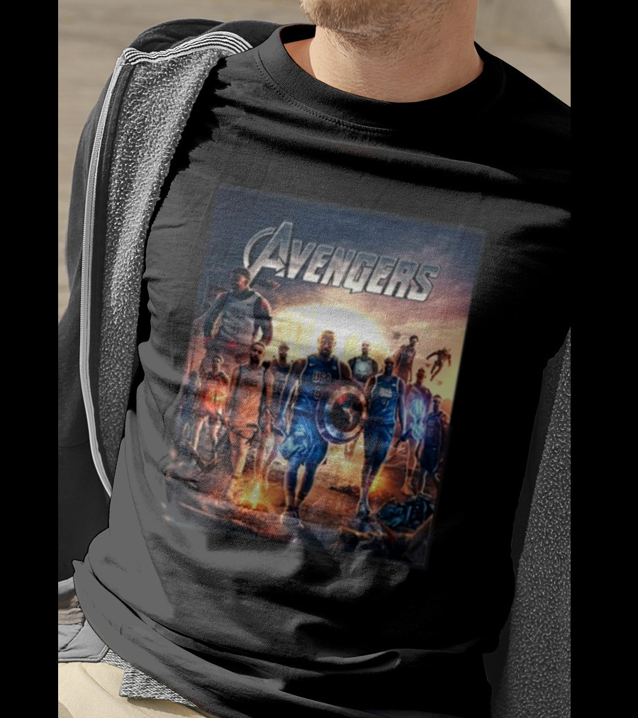 Bronny USA Basketball Avengers Crossover Superhero Team T-Shirt