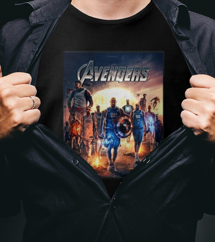 Bronny USA Basketball Avengers Crossover Superhero Team T-Shirt
