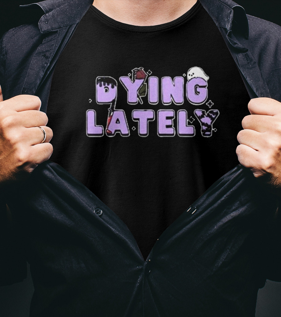 Iamjakehill Dying Lately Ghost Rose Dripping Red Blood Purple Letters T-Shirt