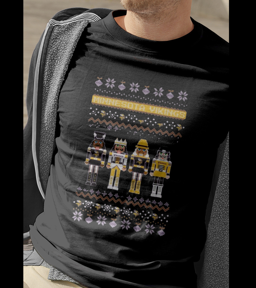 Minnesota Vikings NFL Ugly Christmas Sweater Nutcracker Holiday T-Shirt