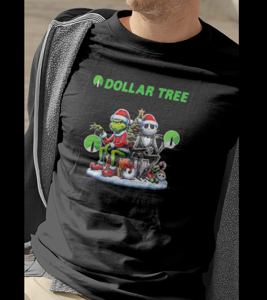 Grinch And Jack Skellington Santa Dollar Tree Christmas T-Shirt