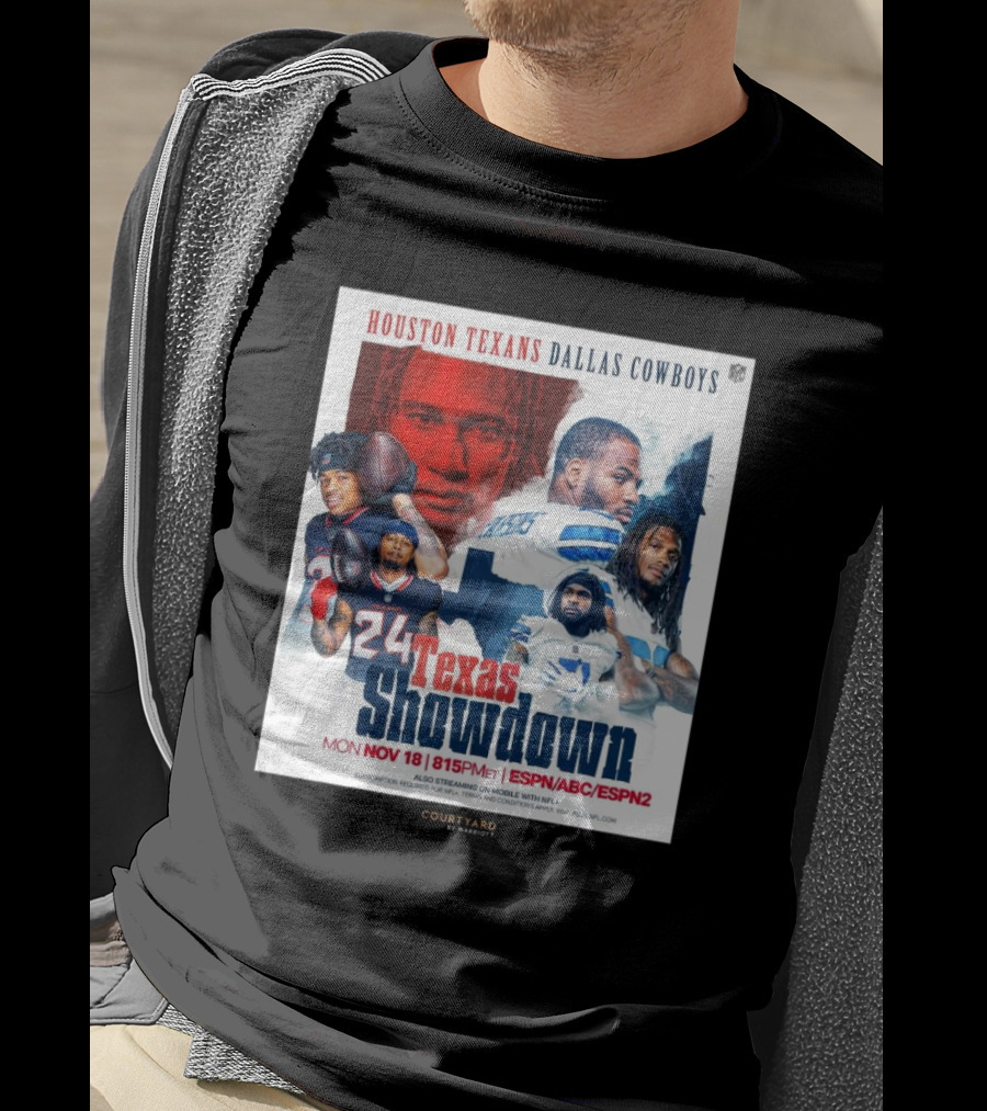Houston Texans Dallas Cowboys Texas Showdown Mon Nov 18 815PM ET ESPN ABC ESPN2 T-Shirt