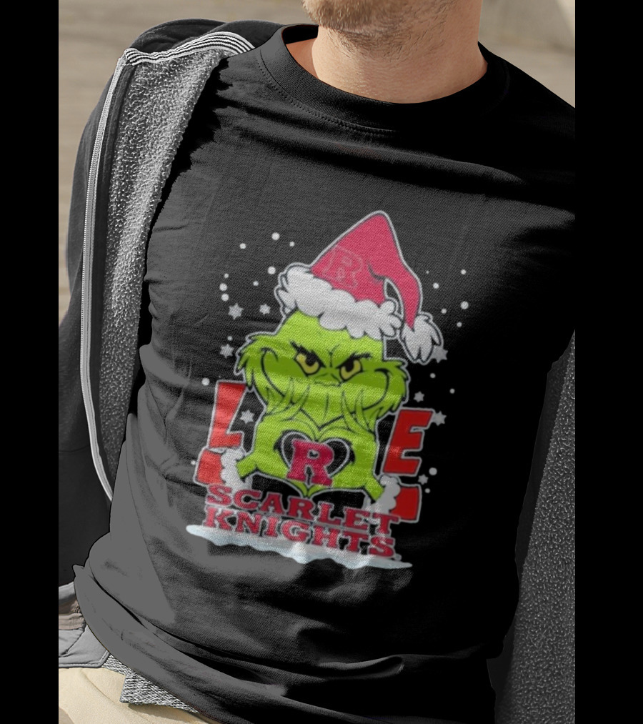 Grinch Love Rutgers Scarlet Knights Football Christmas T-Shirt