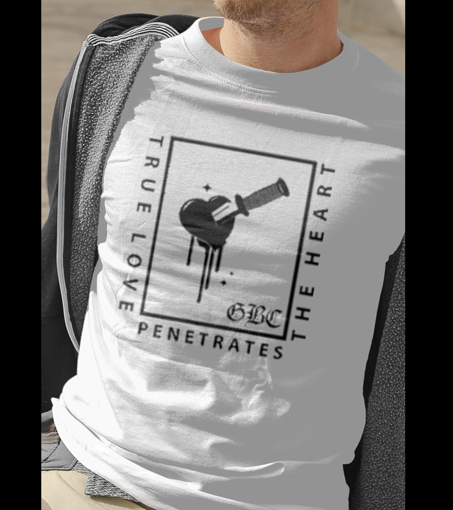 True Love Penetrates The Heart GBC Dripping Heart With Sword T-Shirt