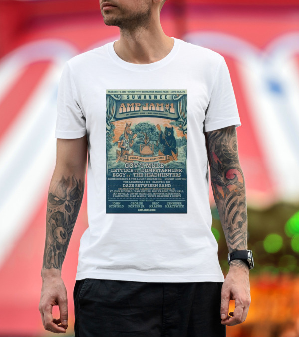 Premium T-Shirt: March 6-8 2025 Suwannee Amp Jam #1 Spirit of the Suwannee Music Park Live Oak FL Featuring Gov't Mule Lettuce Dumpstaphunk Eggy The Headhunters Daze B March 6-8 2025 Suwannee Amp Jam #1 Spirit of the Suwannee Music Park Live Oak FL Featuring Gov't Mule Lettuce Dumpstaphunk Eggy The Headhunters Daze B