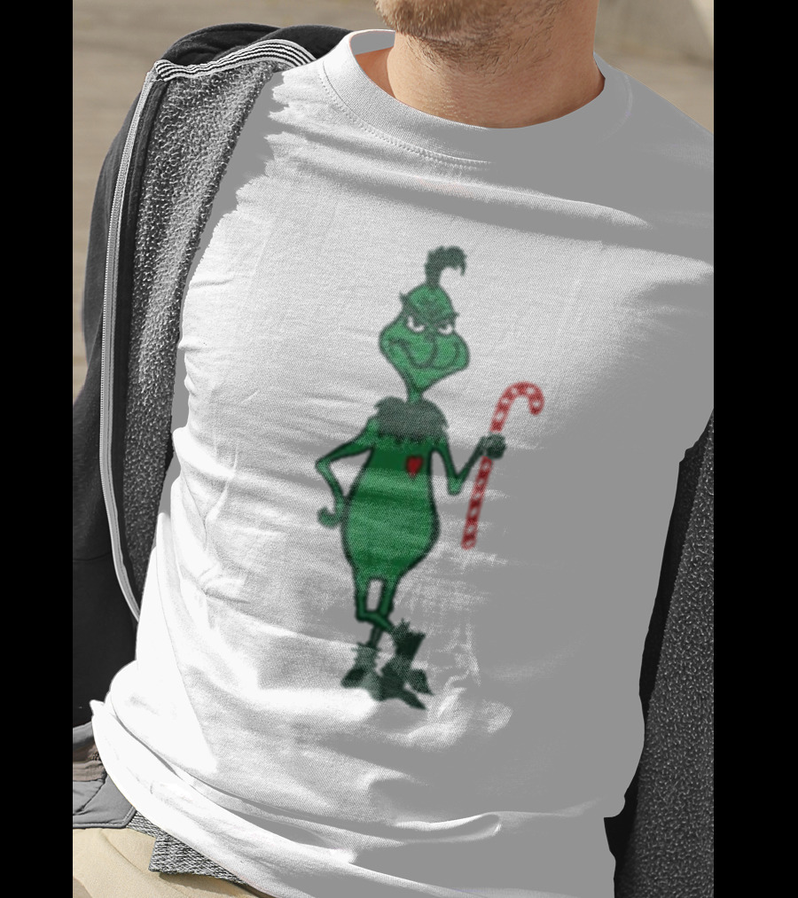 Grinch Holding Candy Cane Trey Anastasio Christmas T-Shirt