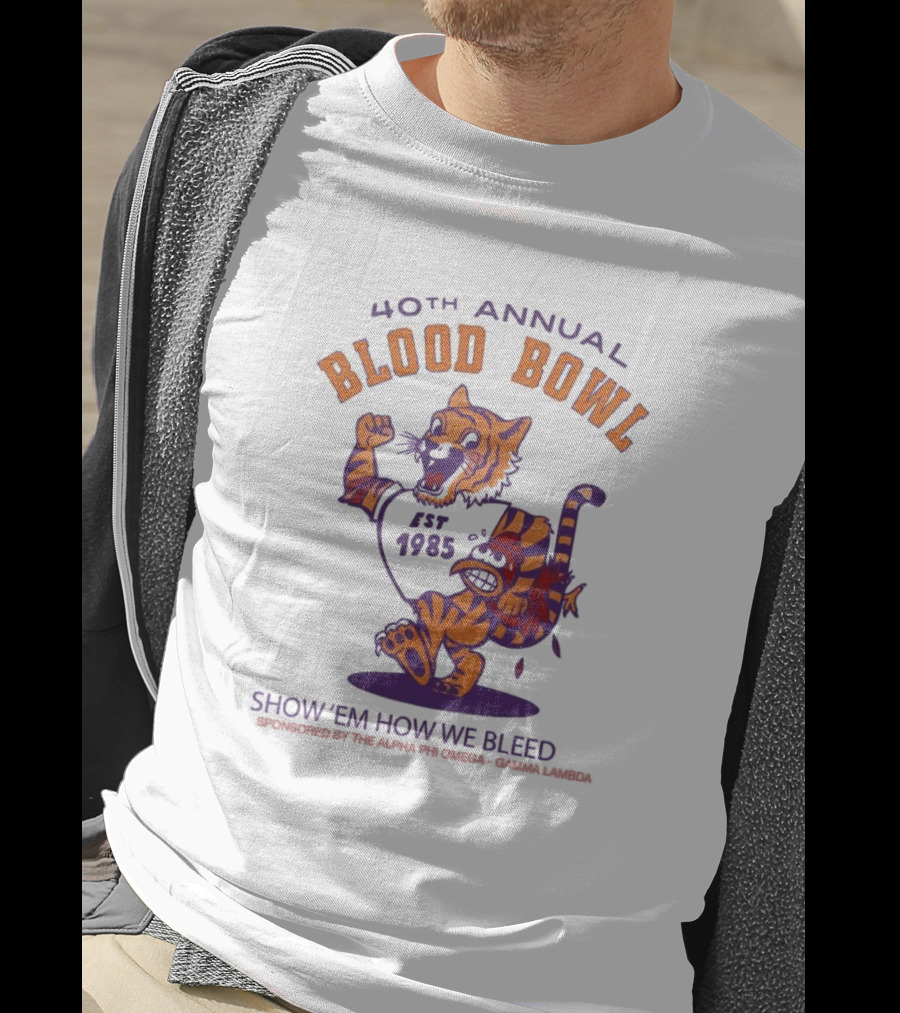 40th Annual Blood Bowl Est 1985 Show 'Em How We Bleed Sponsored By Alpha Phi Omega Gamma Lambda T-Shirt