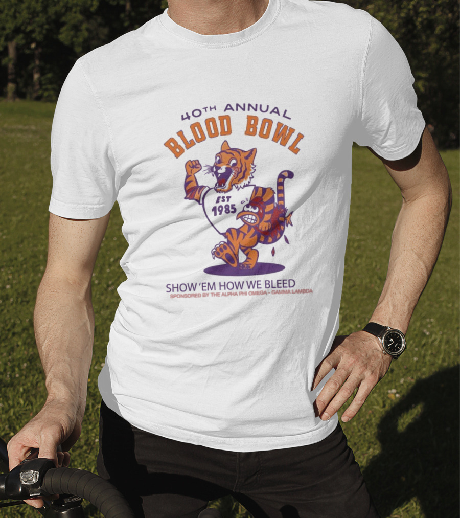40th Annual Blood Bowl Est 1985 Show 'Em How We Bleed Sponsored By Alpha Phi Omega Gamma Lambda T-Shirt
