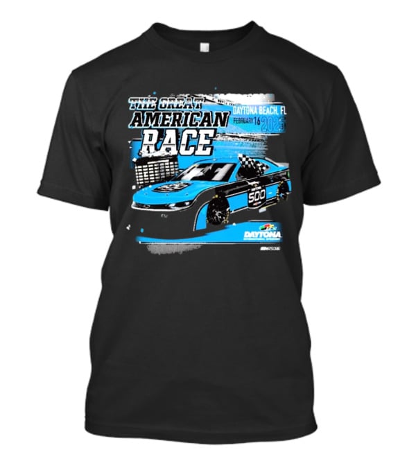 The Great American Race Daytona Beach February 16 2025 Daytona 500 Checkered Flag Sports Car T-Shirt