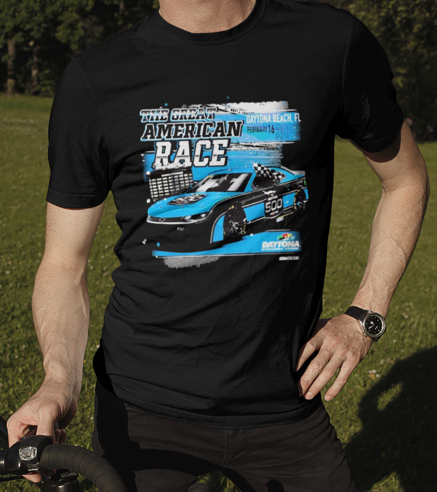 The Great American Race Daytona Beach February 16 2025 Daytona 500 Checkered Flag Sports Car T-Shirt