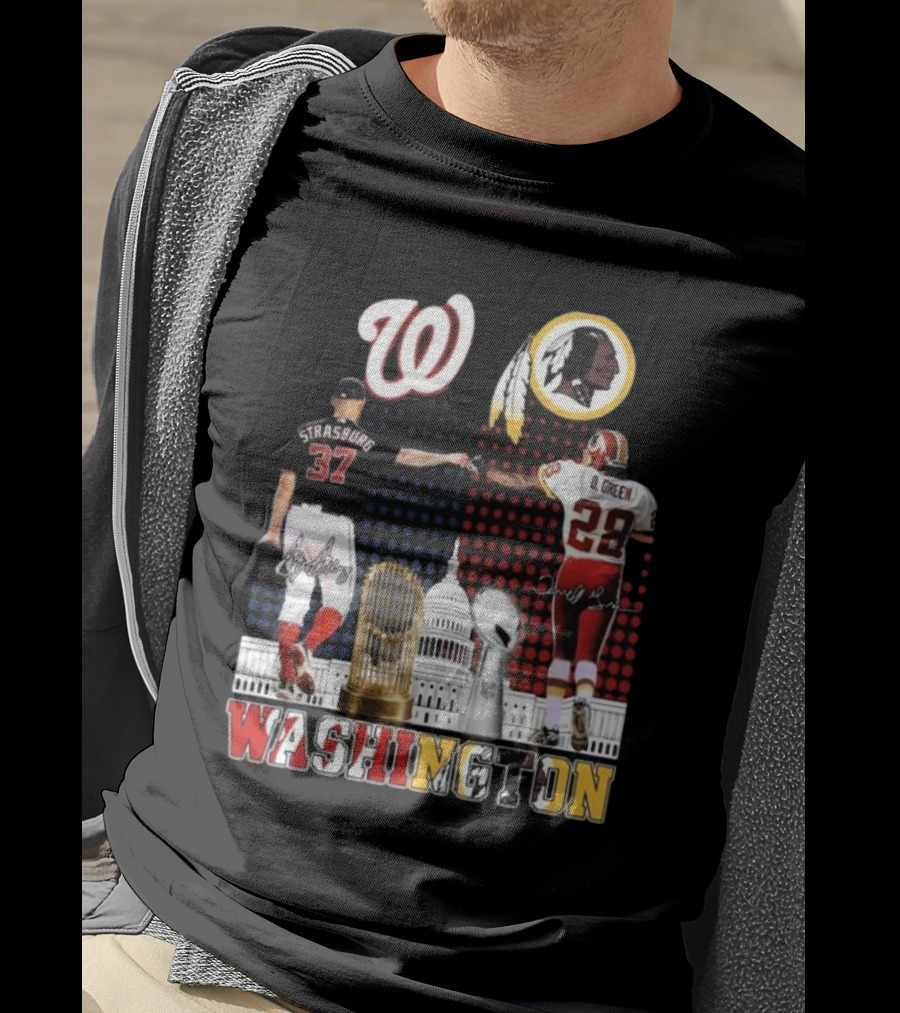 Washington Strasburg D. Green Capitol W Emblems Redskins Thank You For The Memories Signatures T-Shirt