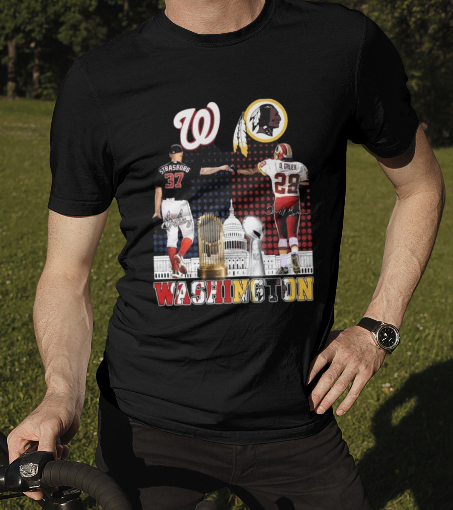 Washington Strasburg D. Green Capitol W Emblems Redskins Thank You For The Memories Signatures T-Shirt