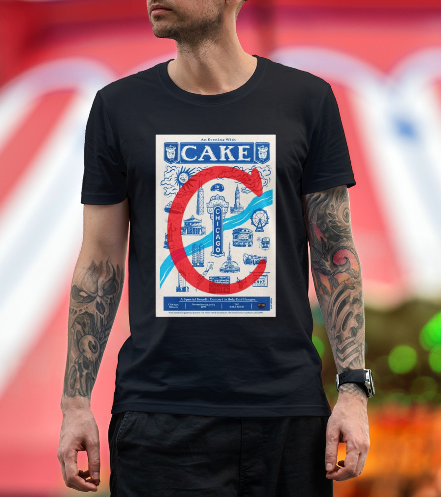 An Evening With Cake in Chicago IL Nov 23 2024 Benefit Concert to Help End Hunger T-Shirt