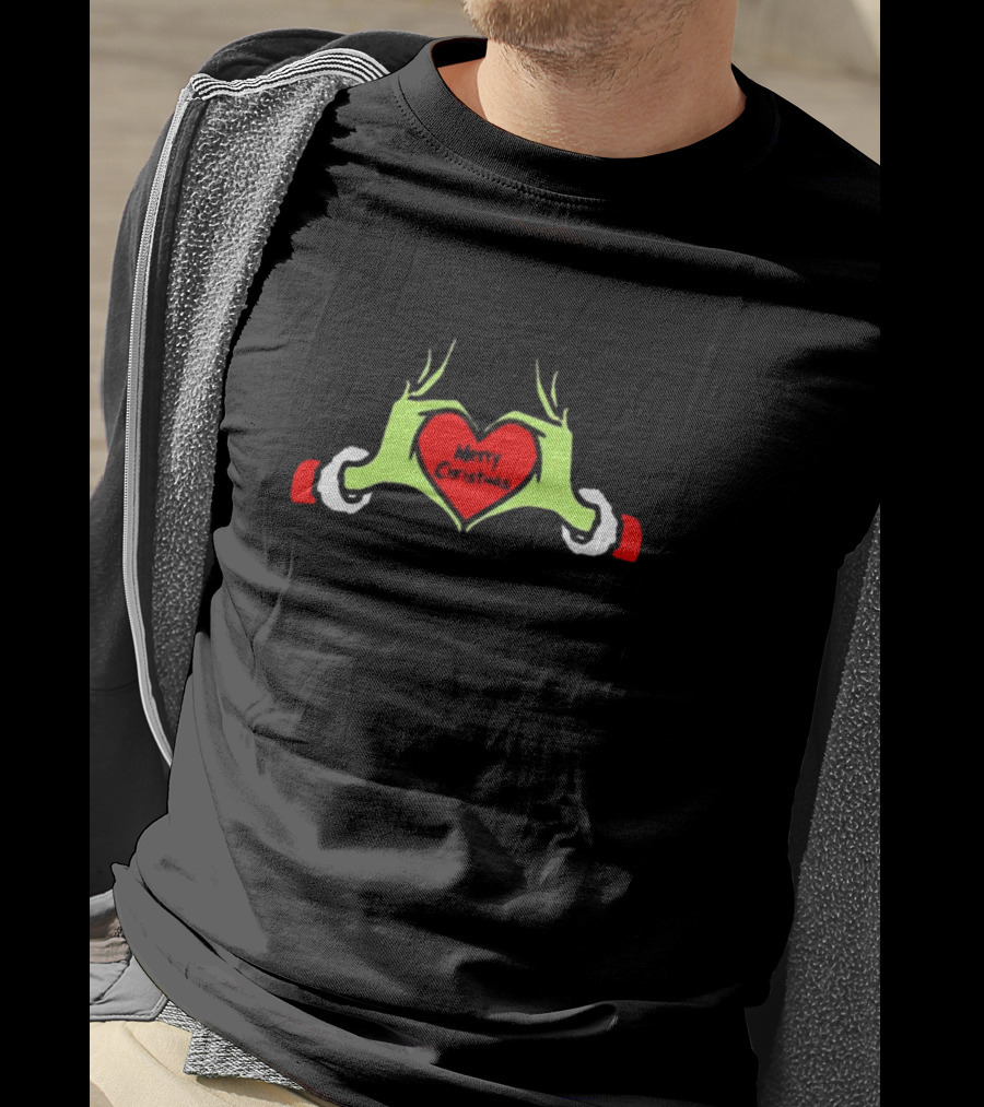 Stay Sober Merry Christmas Grinch Hand Heart T-Shirt