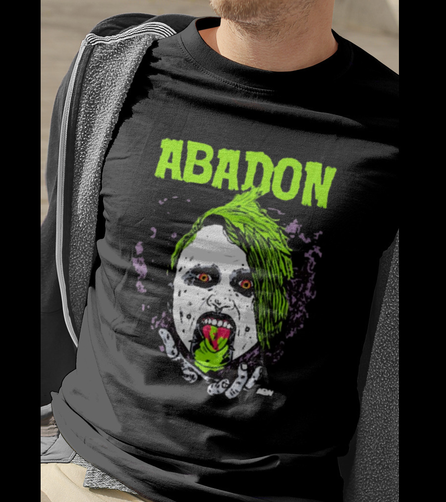 Abadon AEW Neon Green Zombie Face I Can Never Die T-Shirt