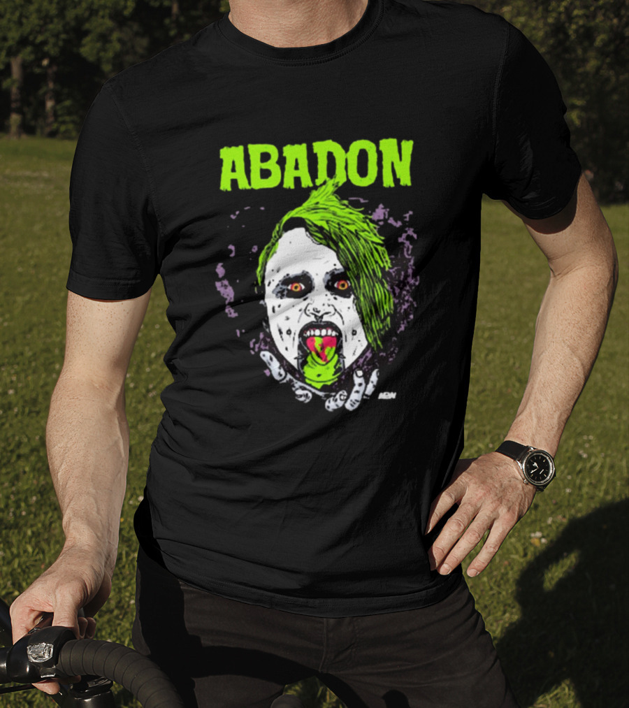 Abadon AEW Neon Green Zombie Face I Can Never Die T-Shirt
