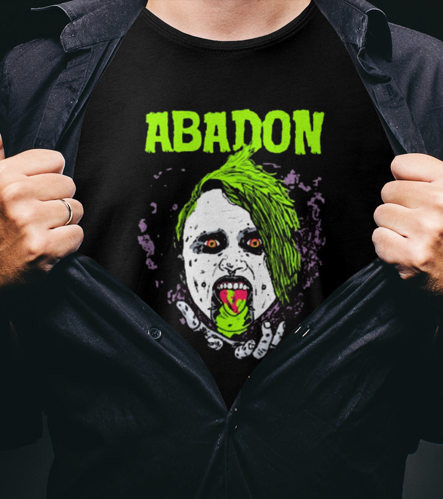 Abadon AEW Neon Green Zombie Face I Can Never Die T-Shirt