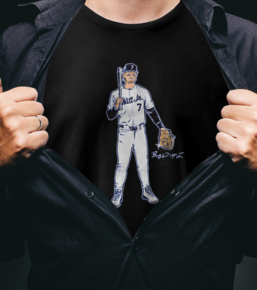 Bobby Witt Jr 7 Signature Kansas City Royals MLB Silver And Gold T-Shirt