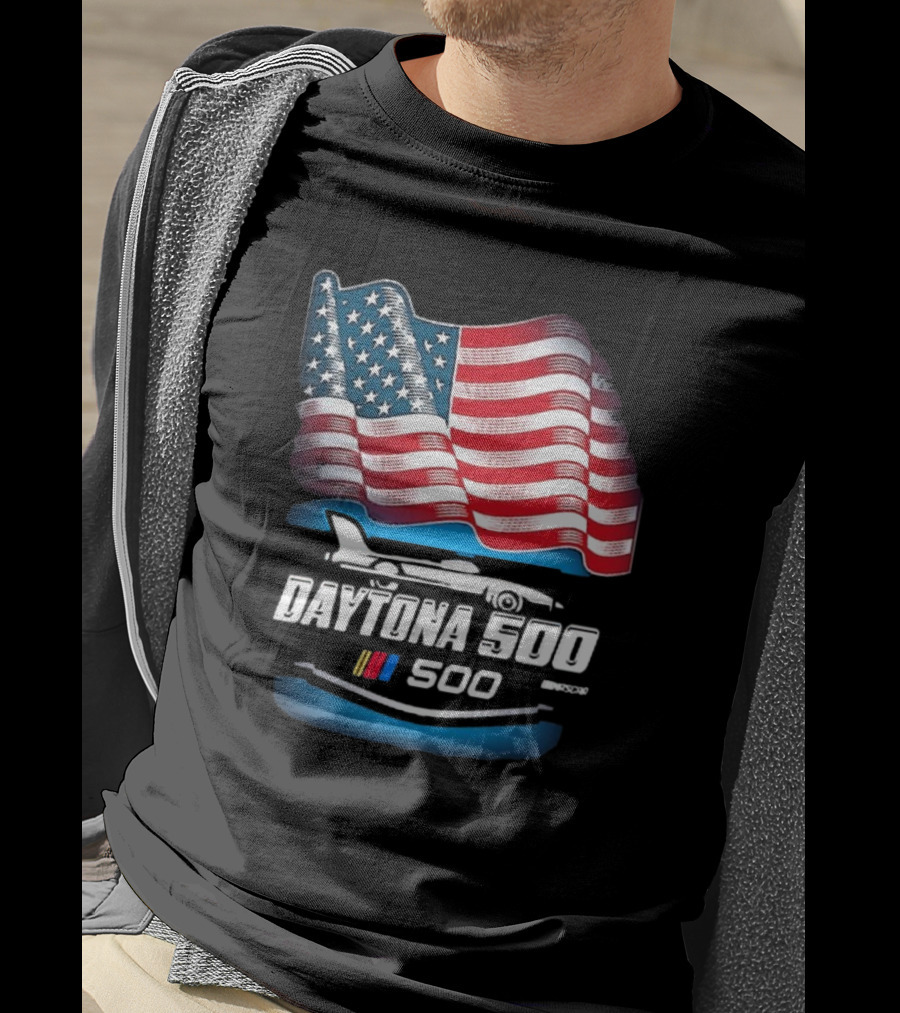 Daytona 500 American Flag Racing Daytona International Speedway 2025 Checkered Flag Sports T-Shirt