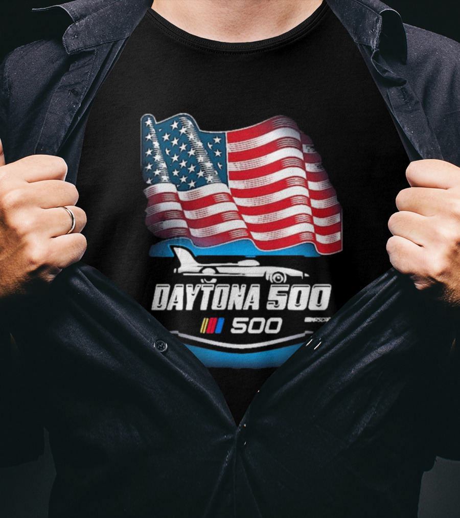Daytona 500 American Flag Racing Daytona International Speedway 2025 Checkered Flag Sports T-Shirt