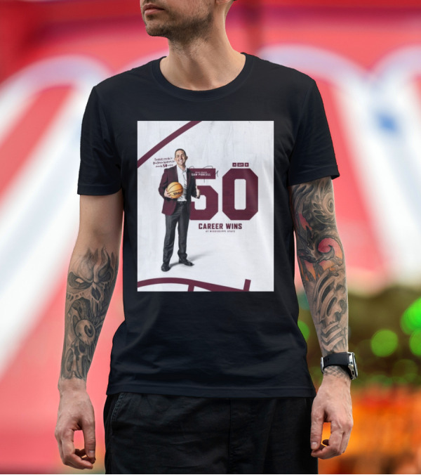 Premium T-Shirt: Head Coach Sam Purcell 50 Career Wins Fastest Coach in Program History at Mississippi State Signature T-Shirt Head Coach Sam Purcell 50 Career Wins Fastest Coach in Program History at Mississippi State Signature T-Shirt