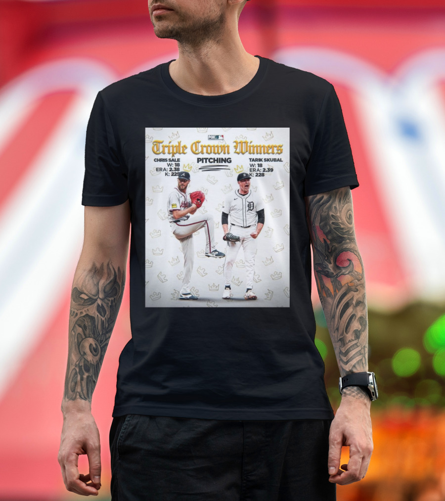 Triple Crown Winners Pitching Chris Sale Tarik Skubal MLB 2024 Season T-Shirt