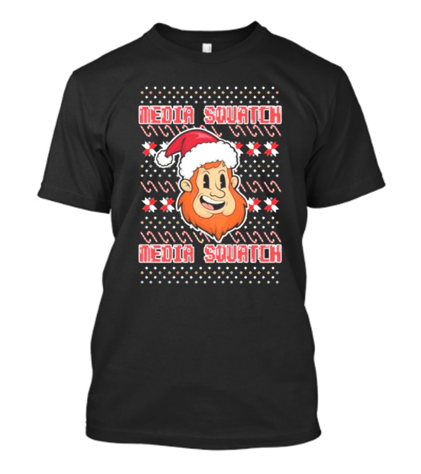 Media Squatch Santa Hat Christmas Time Ugly Sweater T-Shirt