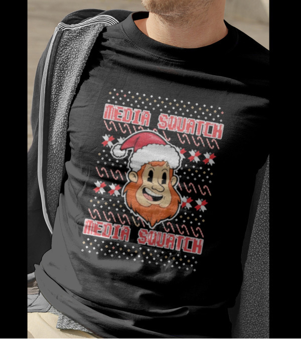Media Squatch Santa Hat Christmas Time Ugly Sweater T-Shirt