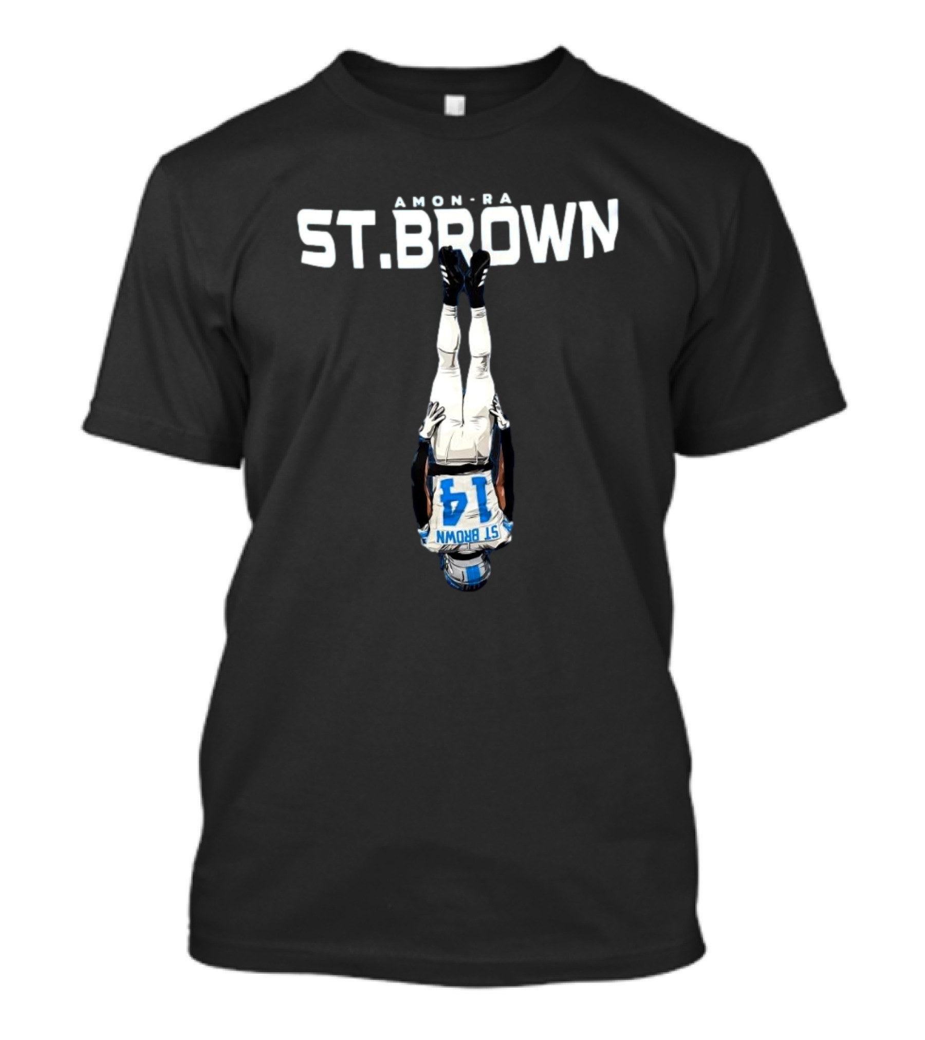 Amon-Ra St. Brown Upside Down Detroit Lions NFL 14 T-Shirt