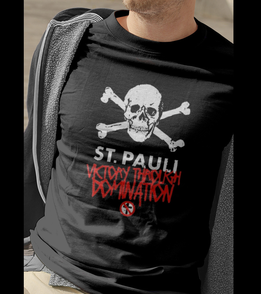 St. Pauli Victory Through Domination Skull And Crossbones Bad Religion T-Shirt