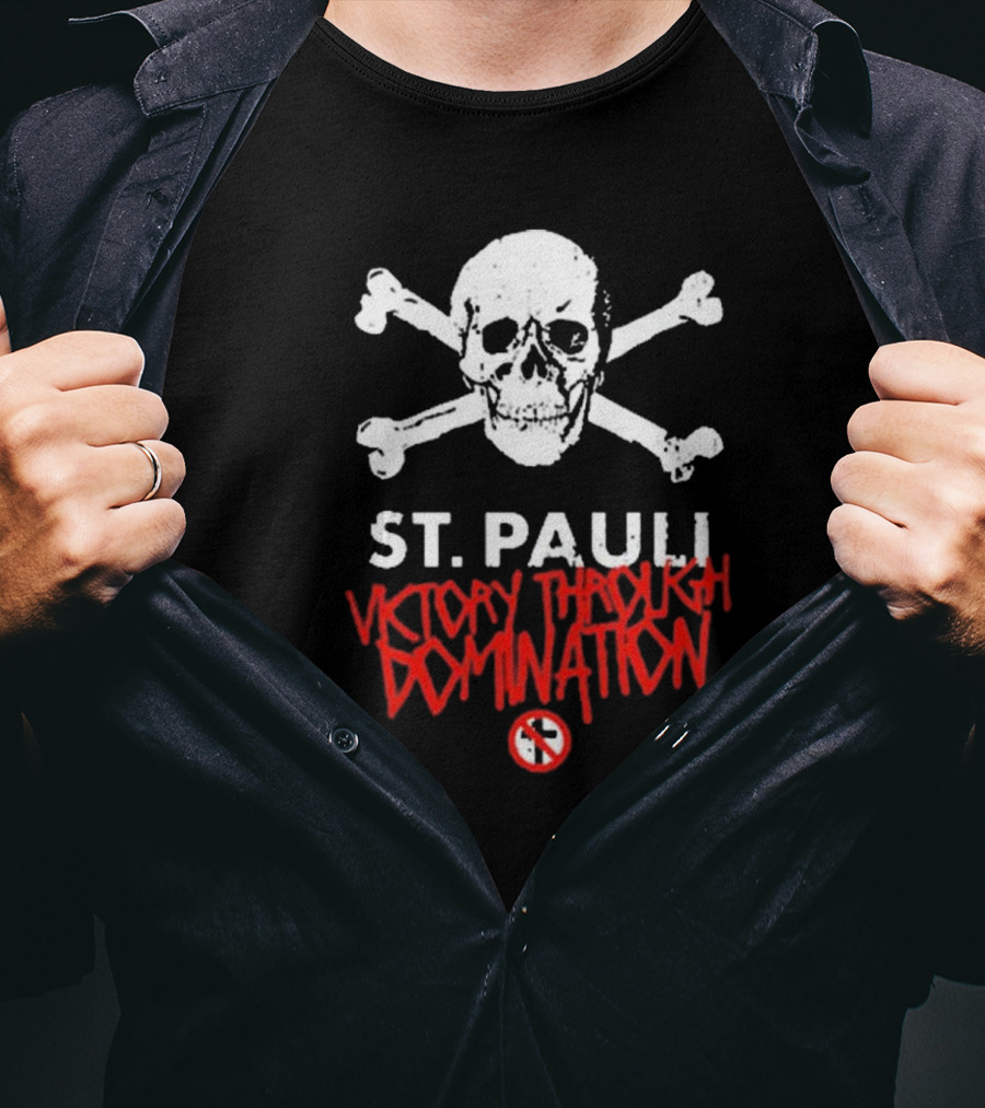 St. Pauli Victory Through Domination Skull And Crossbones Bad Religion T-Shirt