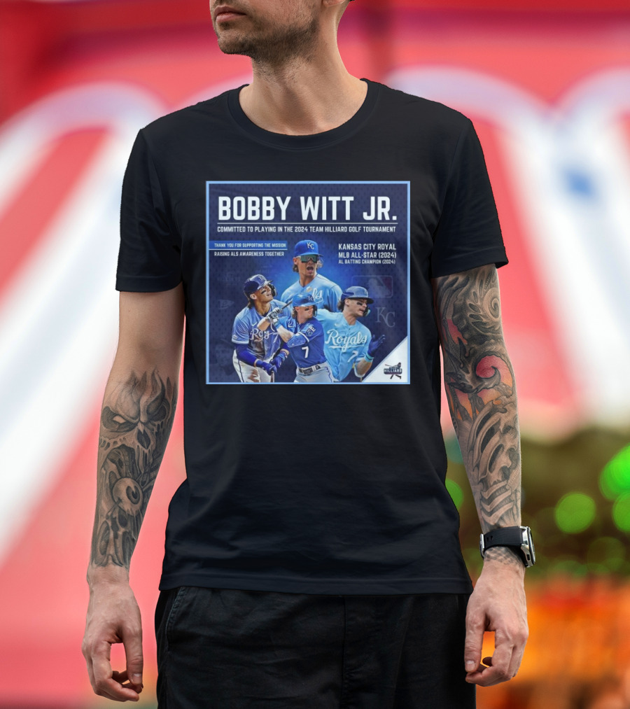 Bobby Witt Jr. Kansas City Royal MLB All-Star 2024 Team Hilliard Golf Tournament ALS Awareness T-Shirt