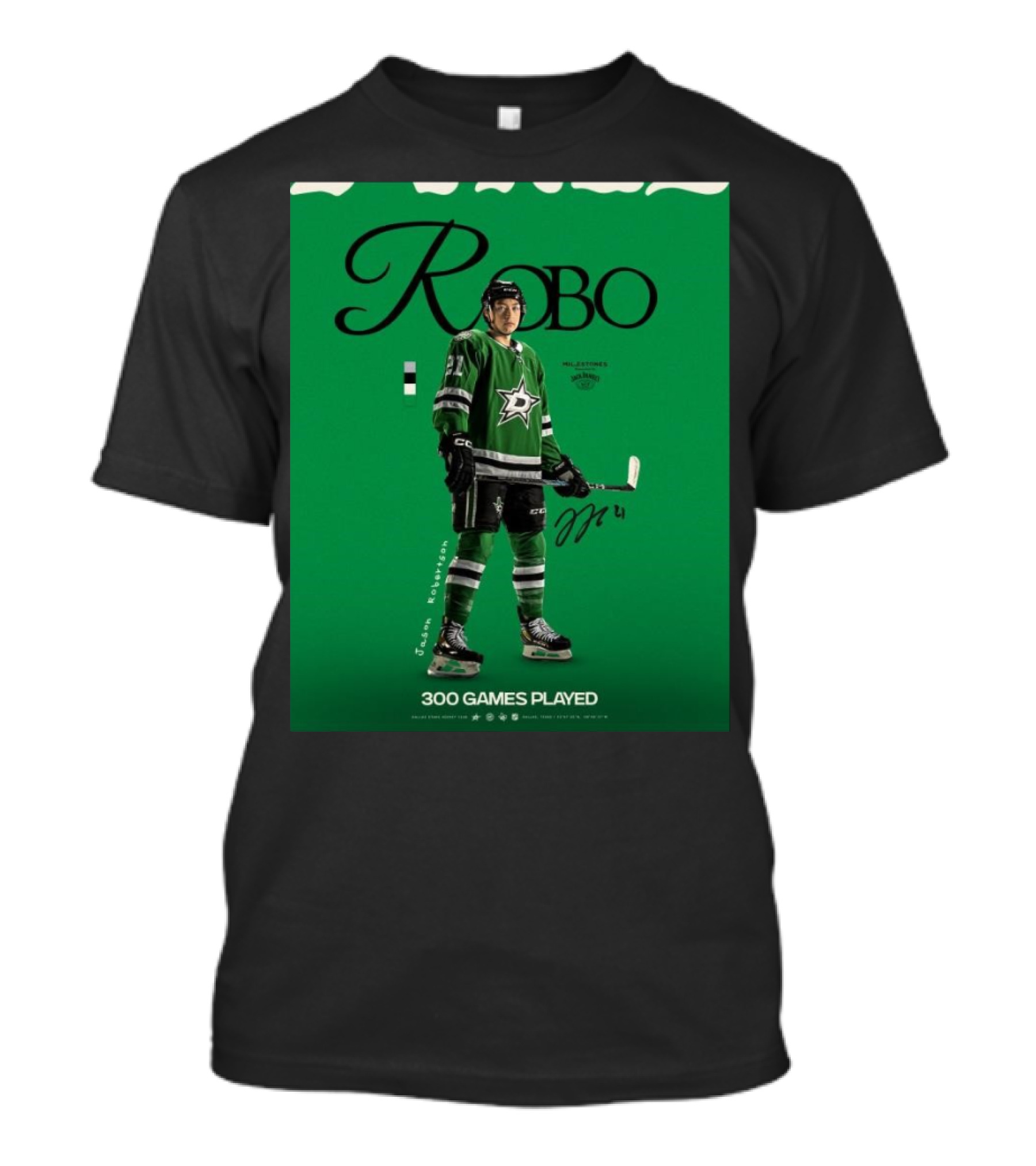 Dallas Stars Robo Jason Robertson 300 Games Played NHL T-Shirt