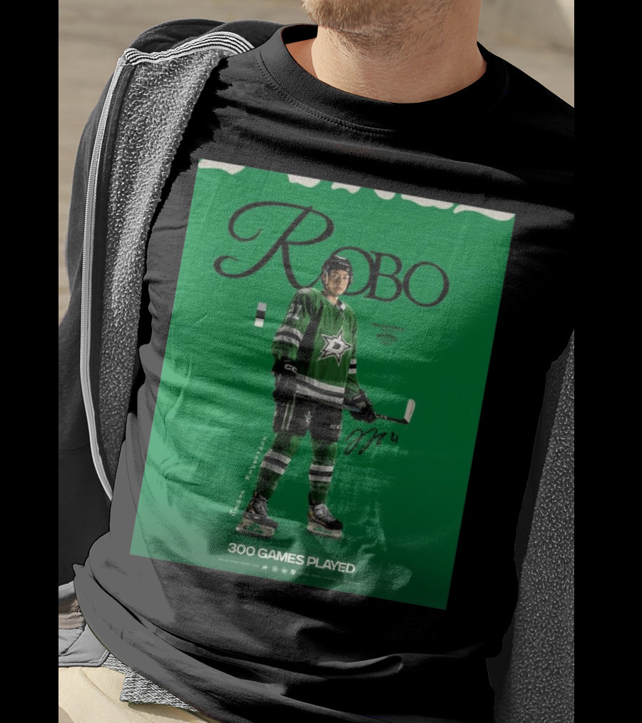 Dallas Stars Robo Jason Robertson 300 Games Played NHL T-Shirt