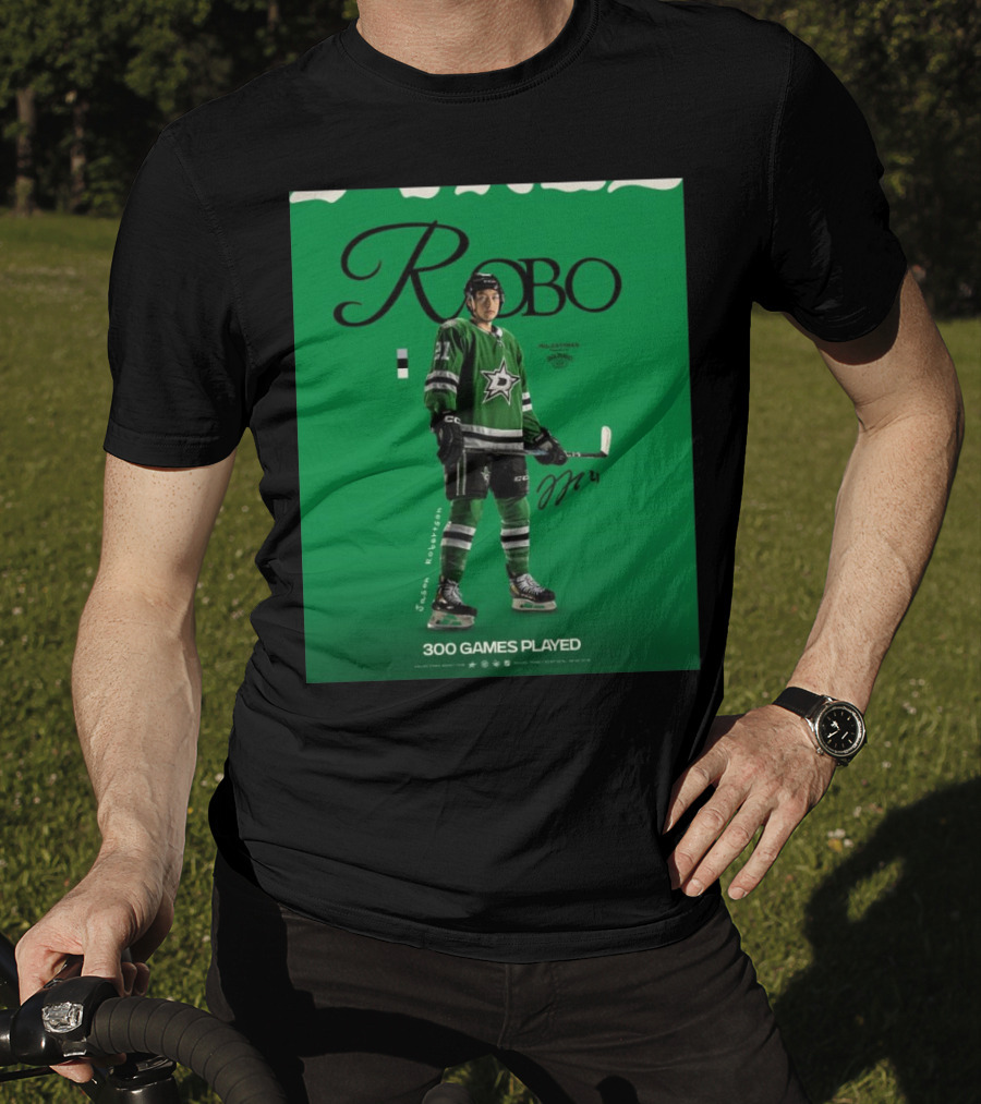 Dallas Stars Robo Jason Robertson 300 Games Played NHL T-Shirt