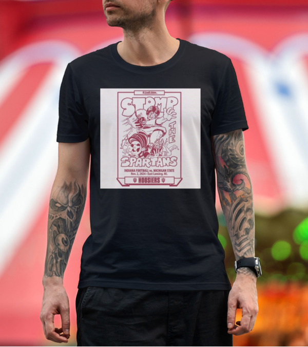 Premium T-Shirt: IU Credit Union Stomp the Spartans Indiana Football vs. Michigan State Nov 2, 2024 East Lansing, Mi Hoosiers T-Shirt IU Credit Union Stomp the Spartans Indiana Football vs. Michigan State Nov 2, 2024 East Lansing, Mi Hoosiers T-Shirt